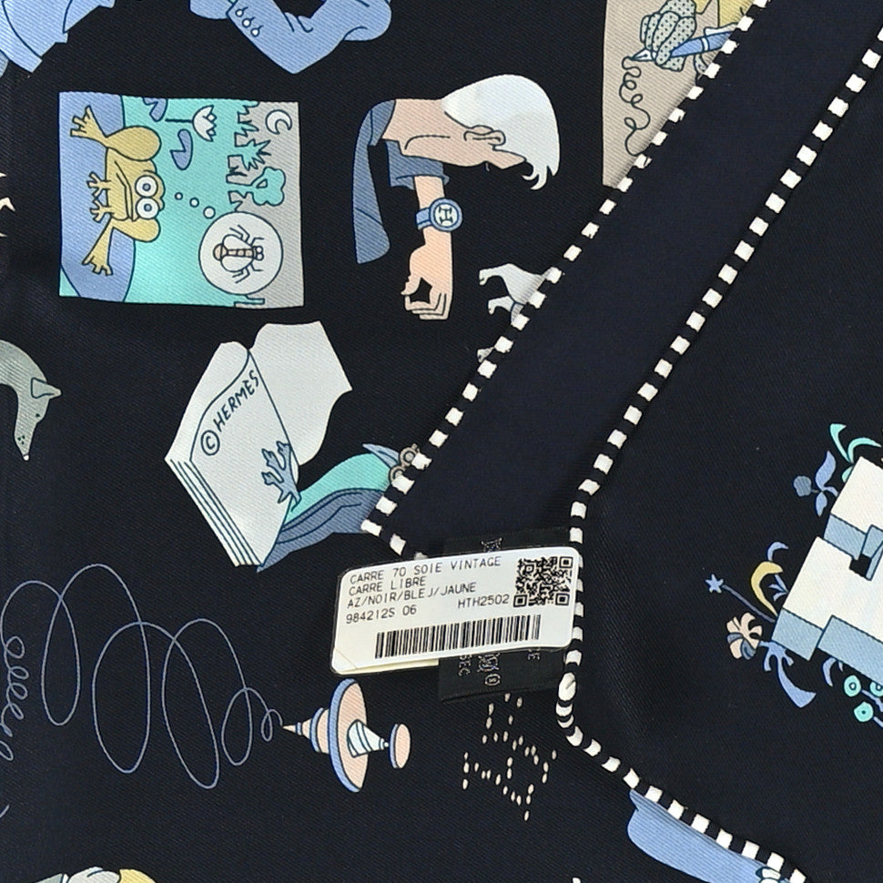 Silk Carres Libre Scarf 70 Black Bleu Jaune