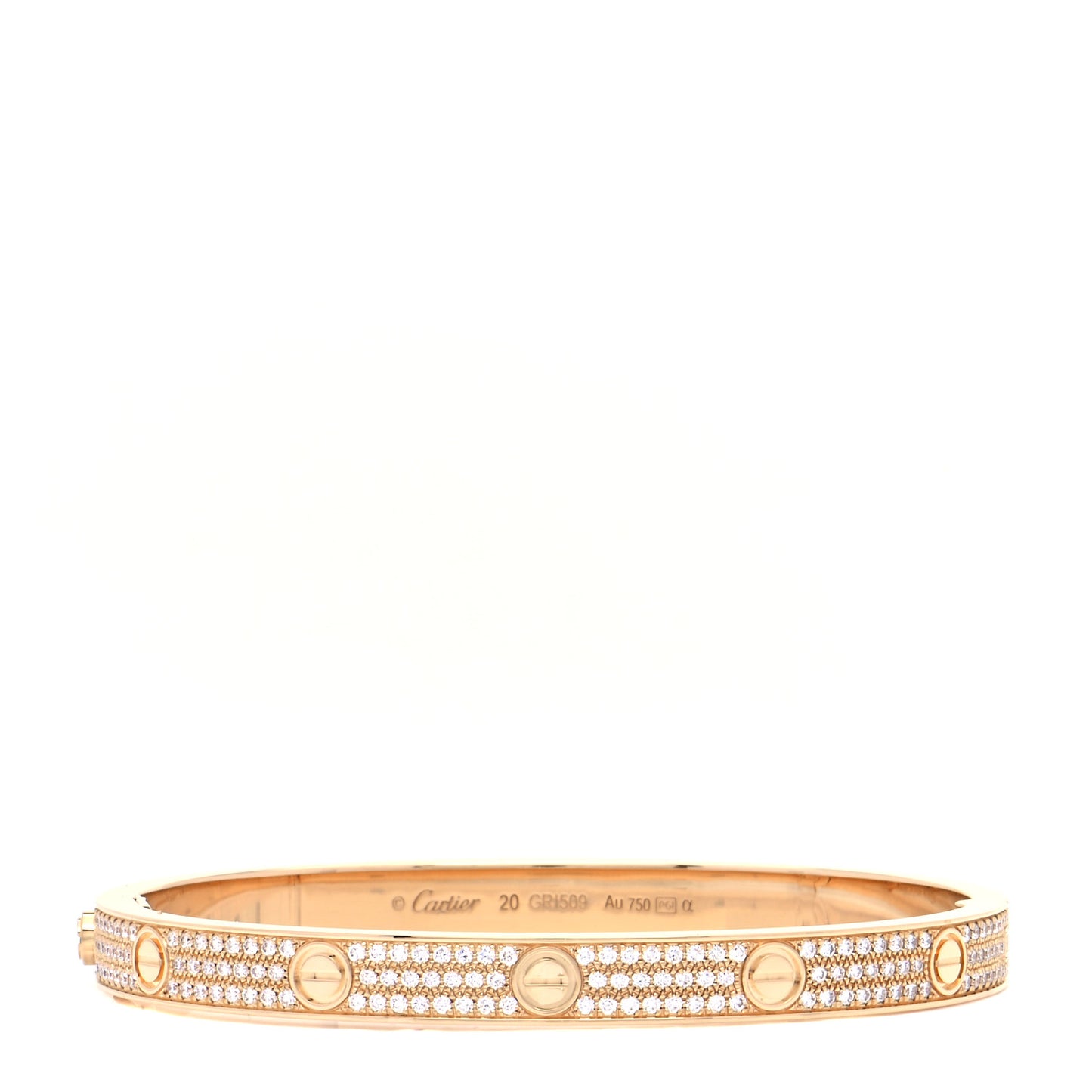 18K Yellow Gold Diamond LOVE Paved Bracelet 20