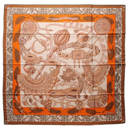Hermes Cashmere Silk Zénobie Reine De Palmyre 140 Natural Terracotta Vert 1 of 8