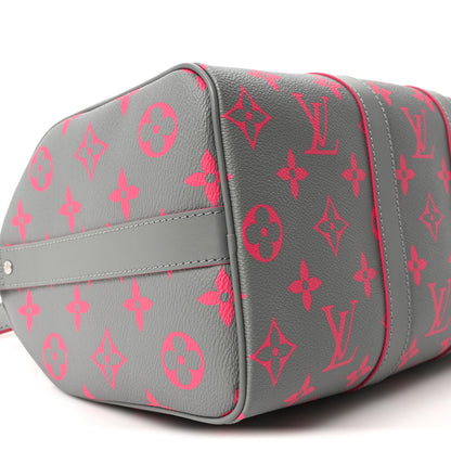 Louis Vuitton Monogram Surplus Keepall Bandouliere 35 Kahki Green Grey Pink 8 of 9