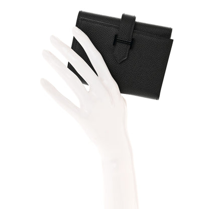 Hermes Epsom Tri-Fold Compact Monochrome Bearn Wallet Black 2 of 7