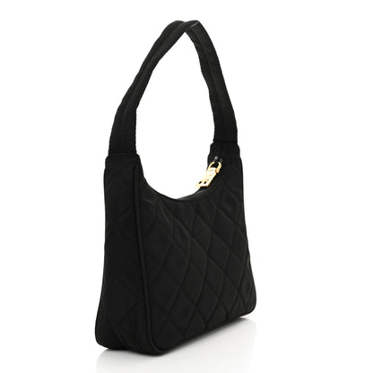 Prada Tessuto Nylon Stitched Shoulder Bag Black 3 of 11