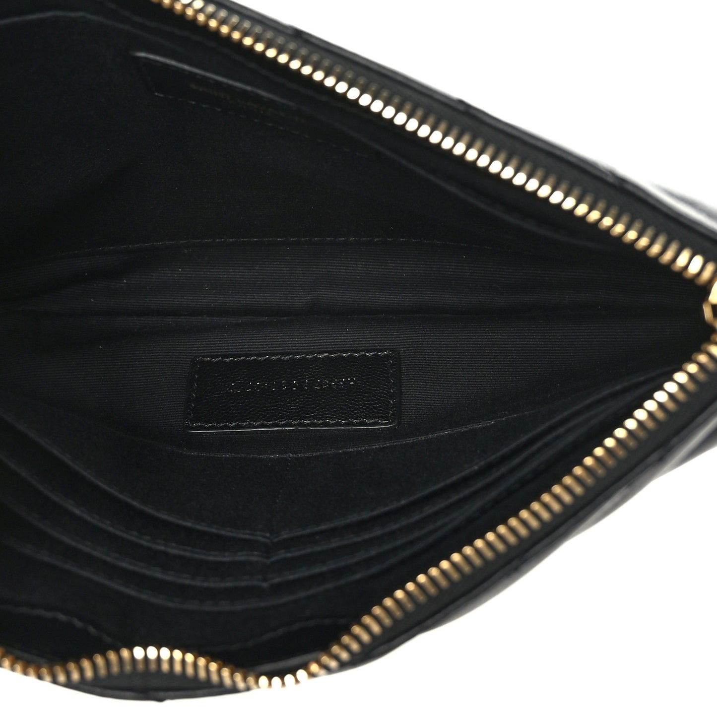 Calfskin Matelasse Chevron Monogram A5 Wristlet Black