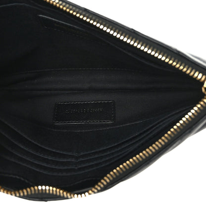 Saint Laurent Calfskin Matelasse Chevron Monogram A5 Wristlet Black 5 of 9