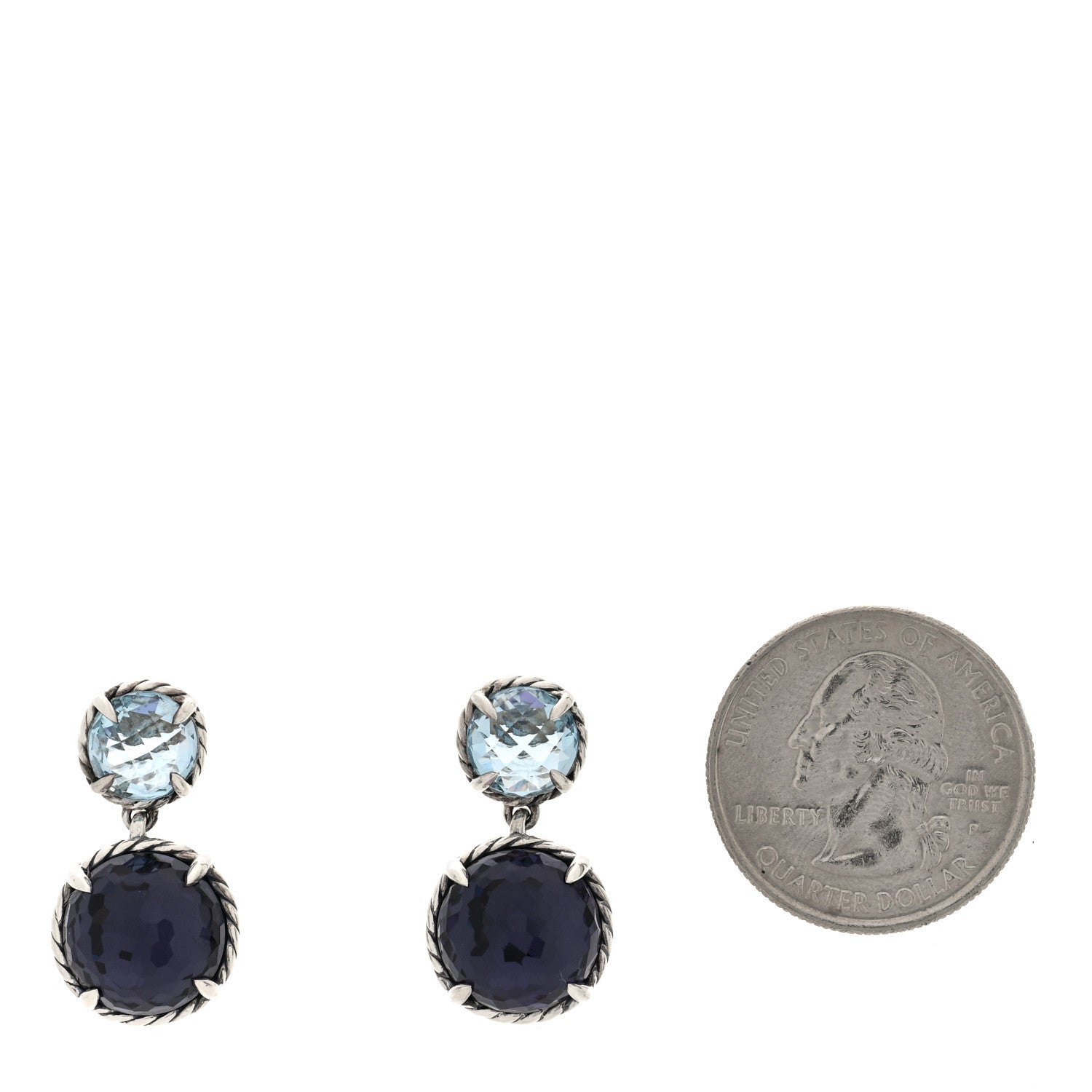 David Yurman Sterling Silver Black Orchid Blue Topaz Chatelaine Drop Earrings 2 of 4