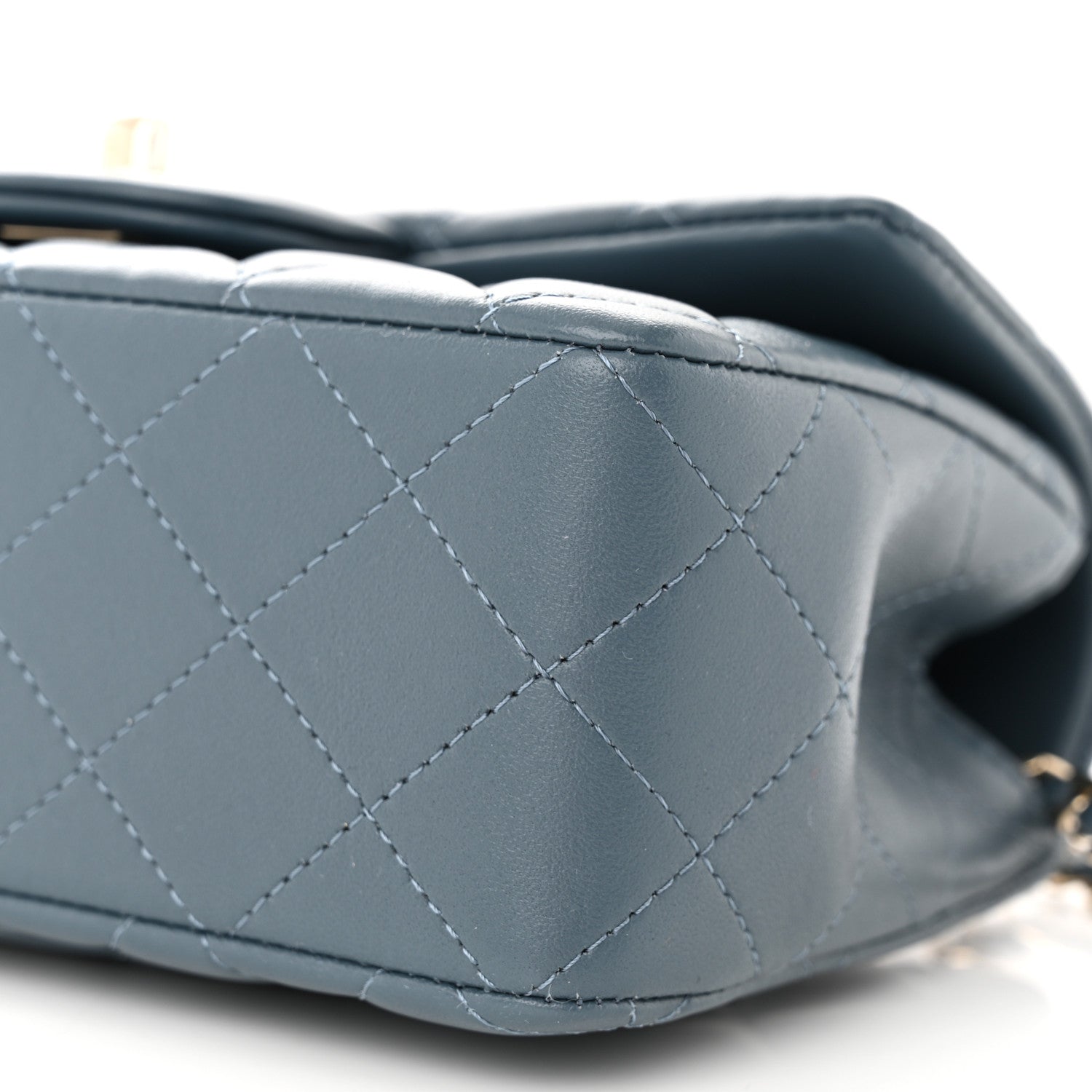 Chanel Lambskin Quilted Mini Top Handle Rectangular Flap Blue 10 of 11