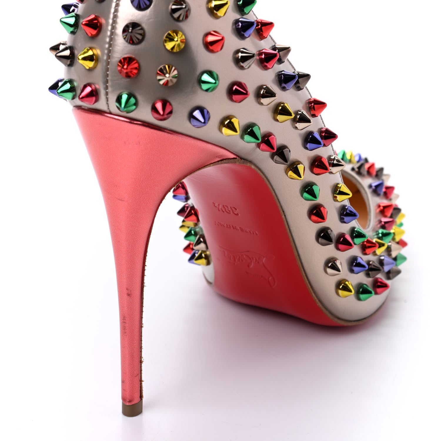 Christian Louboutin Specchio Follies Spikes 100 Pumps 38.5 Beige Multicolor 12 of 12
