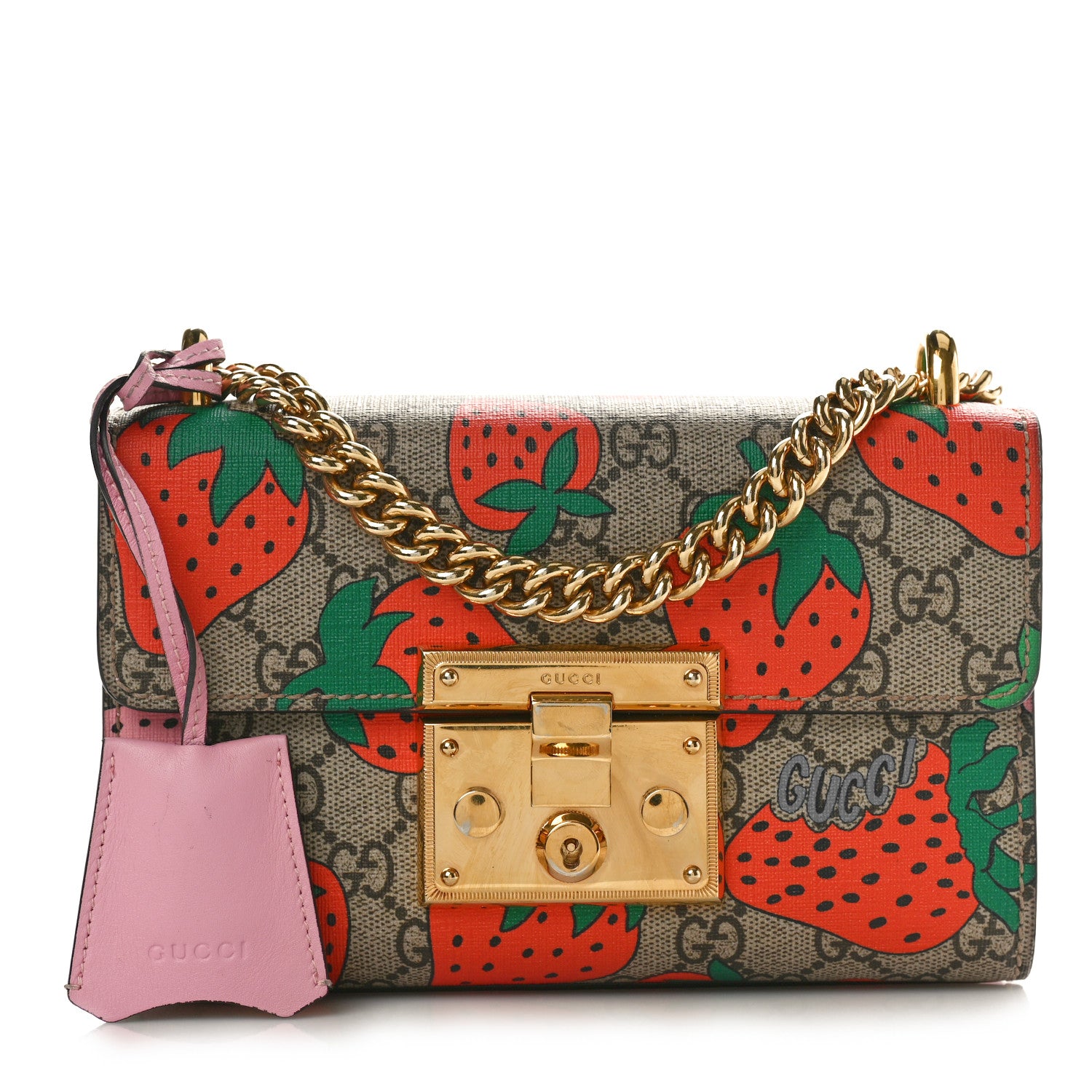 Gucci GG Supreme Monogram Strawberry Small Padlock Shoulder Bag 1 of 11