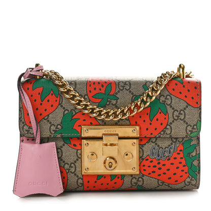 Gucci GG Supreme Monogram Strawberry Small Padlock Shoulder Bag 1 of 11