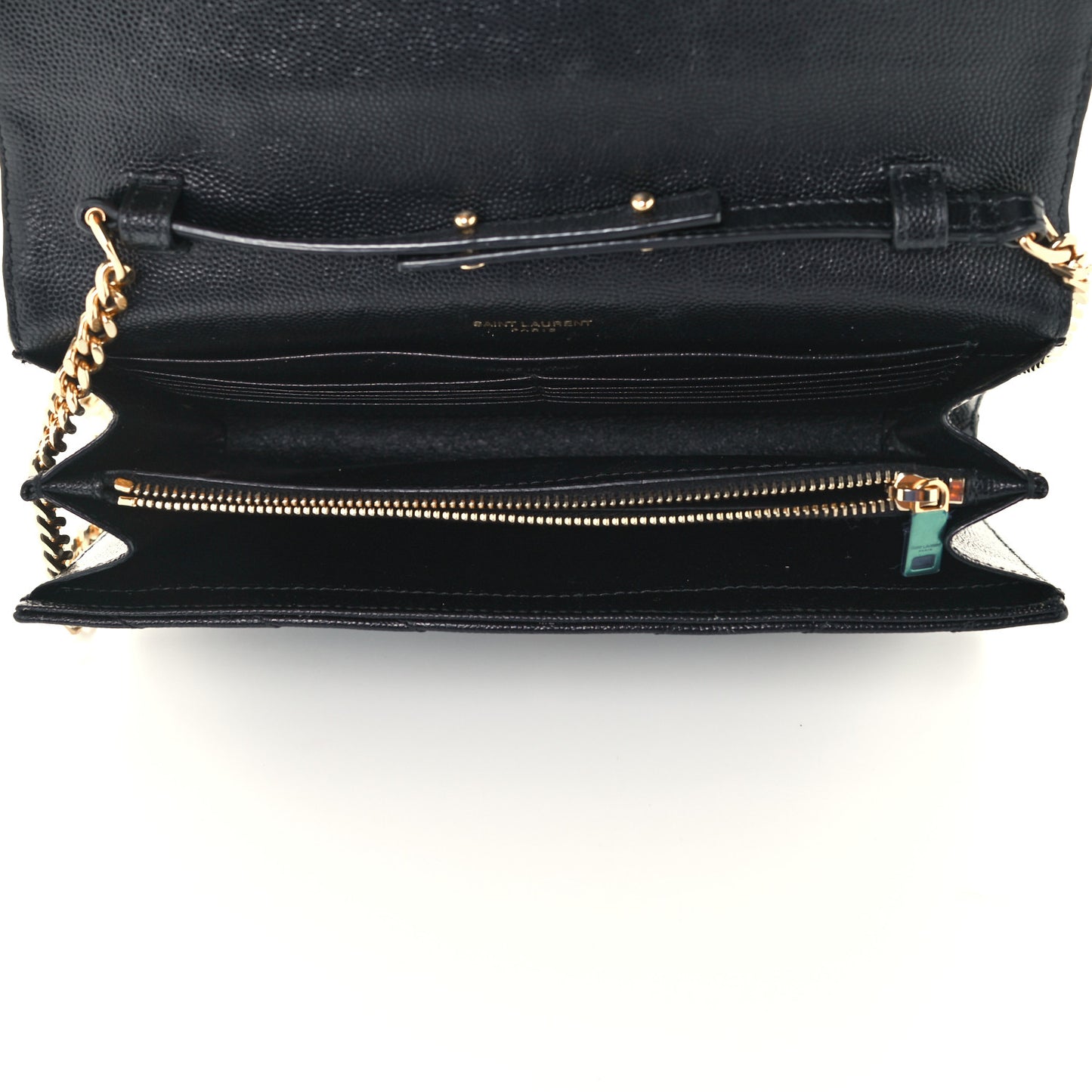 Grain De Poudre Matelasse Chevron Monogram Chain Wallet Black