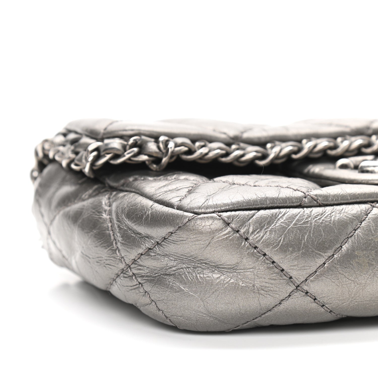 Chanel Metallic Calfskin Mini Chain Me Flap Silver 8 of 9