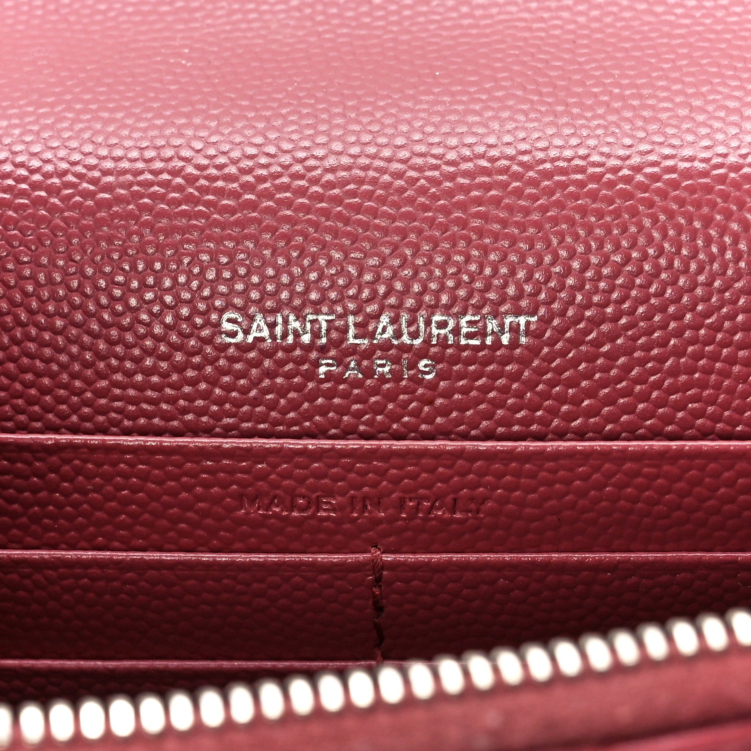 Saint Laurent Grain De Poudre Matelasse Chevron Monogram Envelope Chain Wallet Blush Fonce 6 of 11