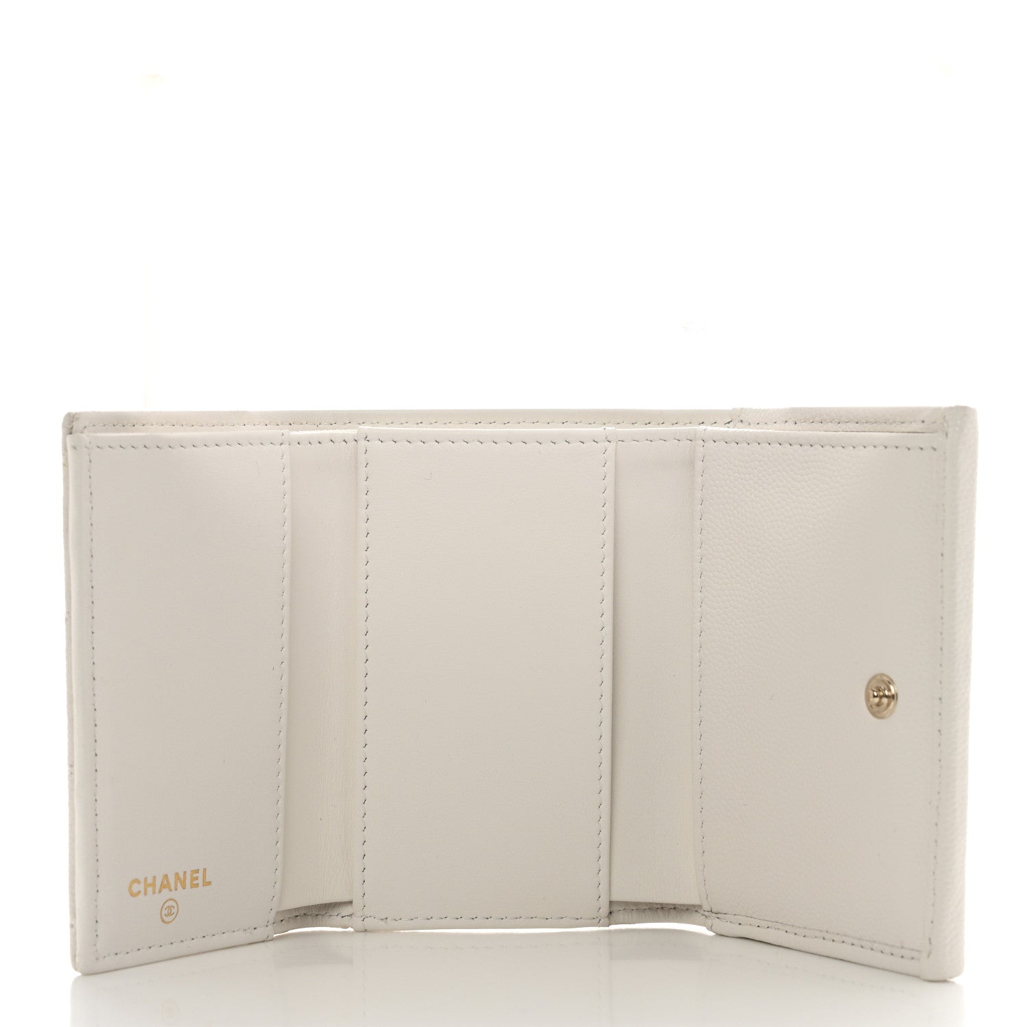 Chanel Caviar Quilted Crystal CC Small Flap Wallet White 5 of 9