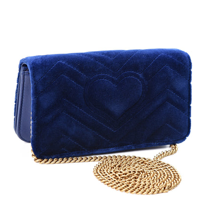 Gucci Velvet Matelasse GG Marmont Mini Bag Cobalt Blue 2 of 8