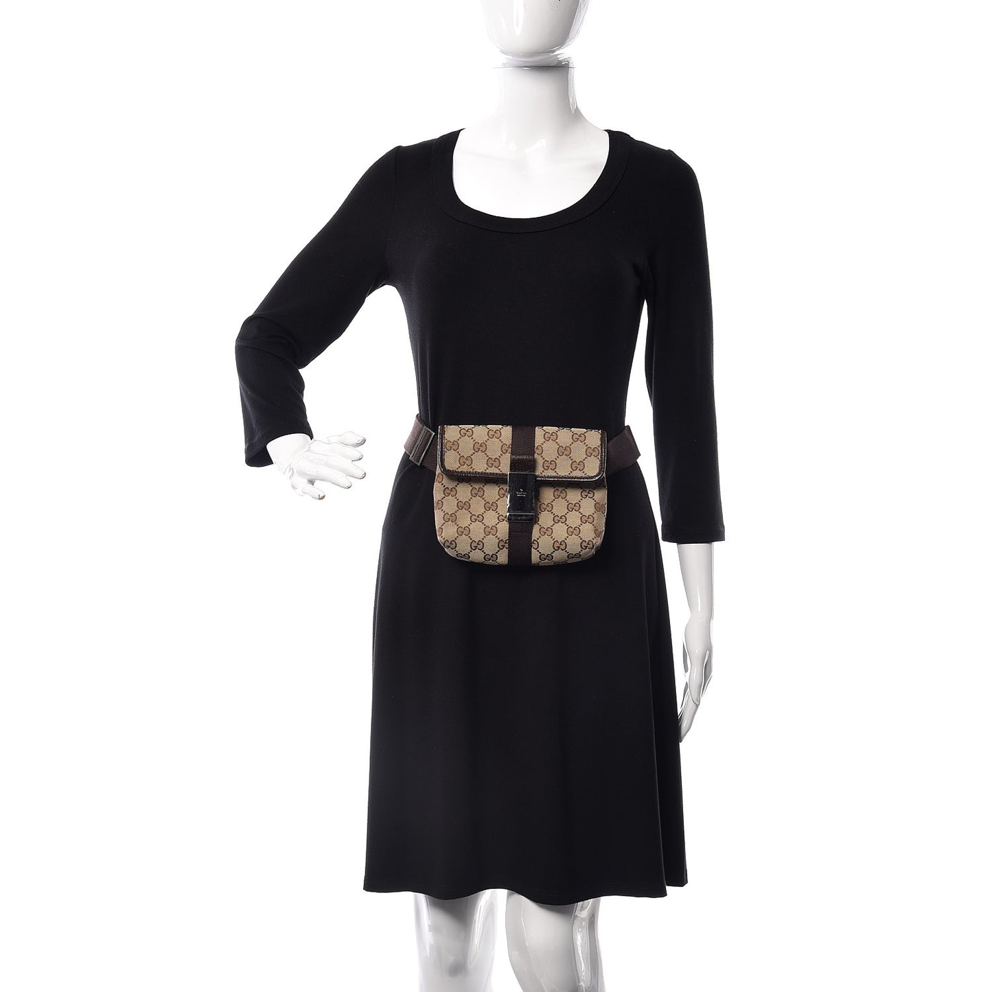 GG Monogram Buckle Belt Bag Dark Brown