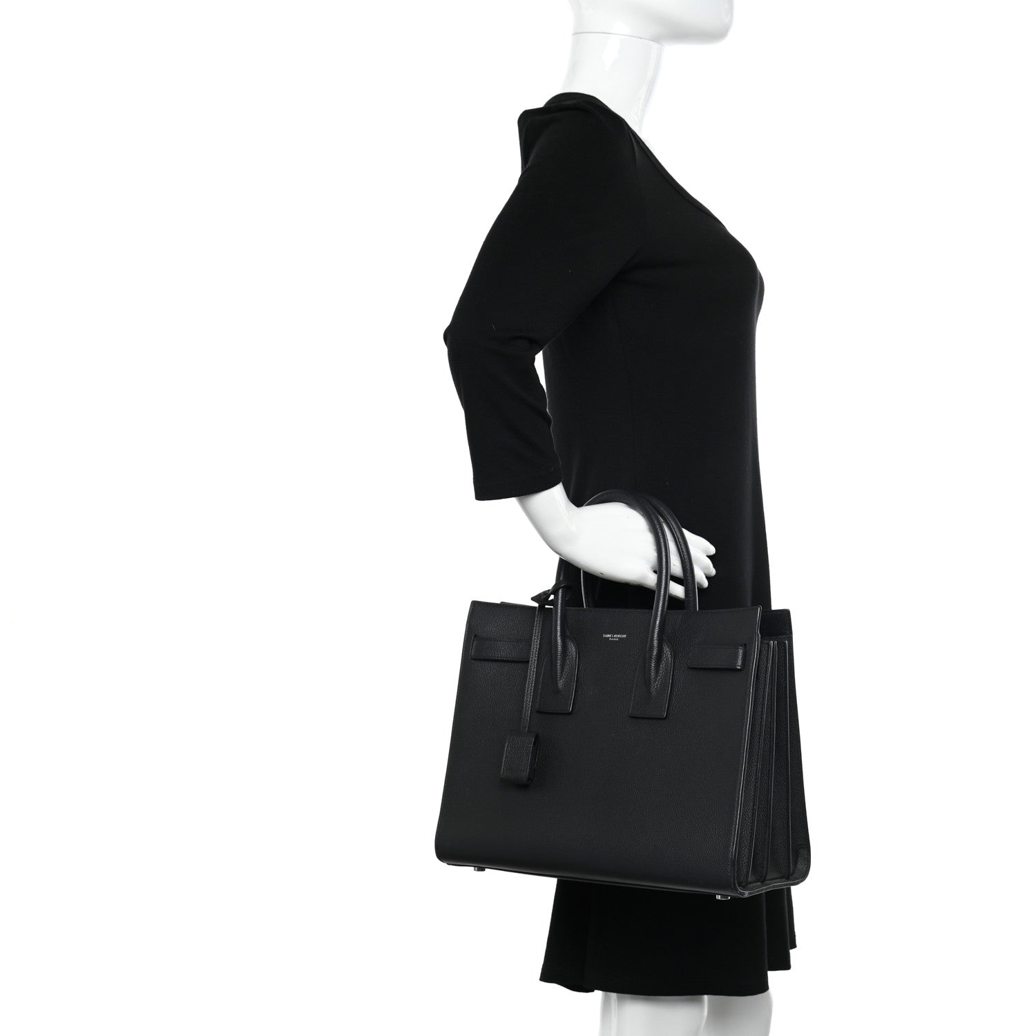 Saint Laurent Grained Calfskin Small Sac De Jour Black 3 of 13