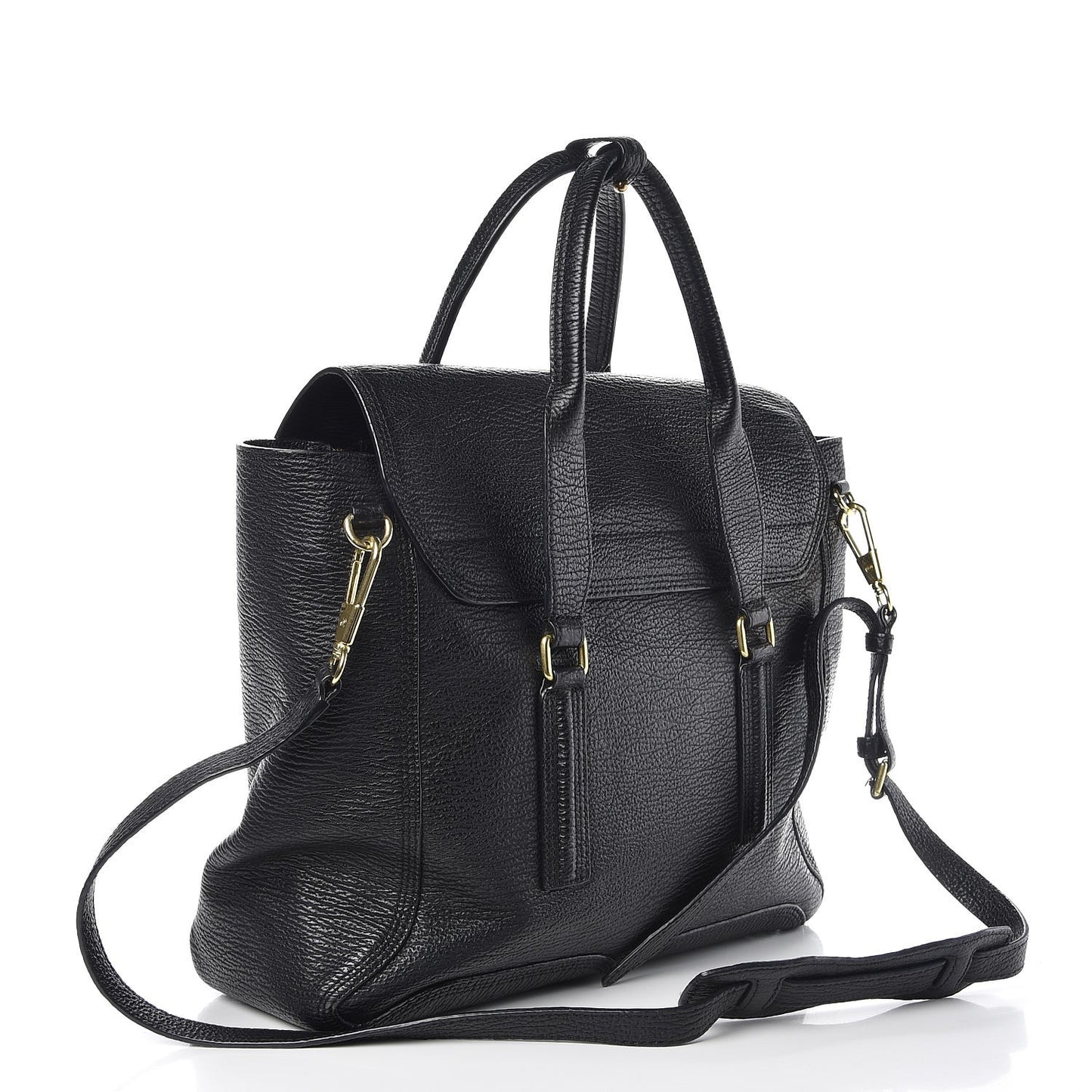 3.1 Textured Calfskin Large Pashli Satchel Black