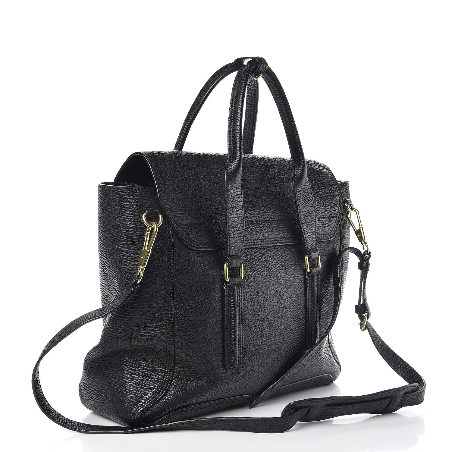 3.1 Phillip Lim 3.1 Textured Calfskin Large Pashli Satchel Black 4 of 12