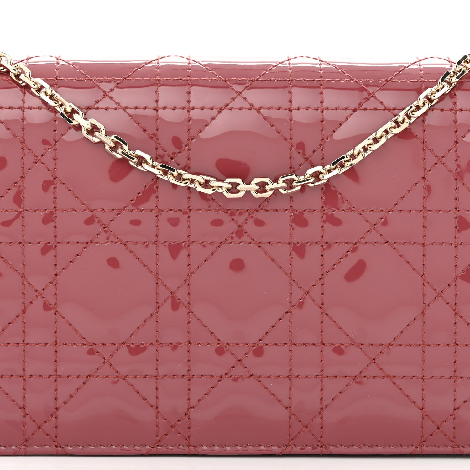 Christian Dior Patent Cannage Lady Dior Clutch Mallow Rose 12 of 14
