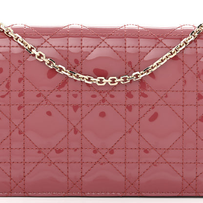 Christian Dior Patent Cannage Lady Dior Clutch Mallow Rose 12 of 14