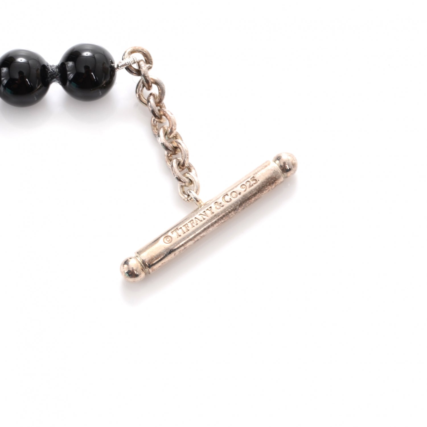 Tiffany Sterling Silver Black Onyx Bead Toggle Bracelet 5 of 6