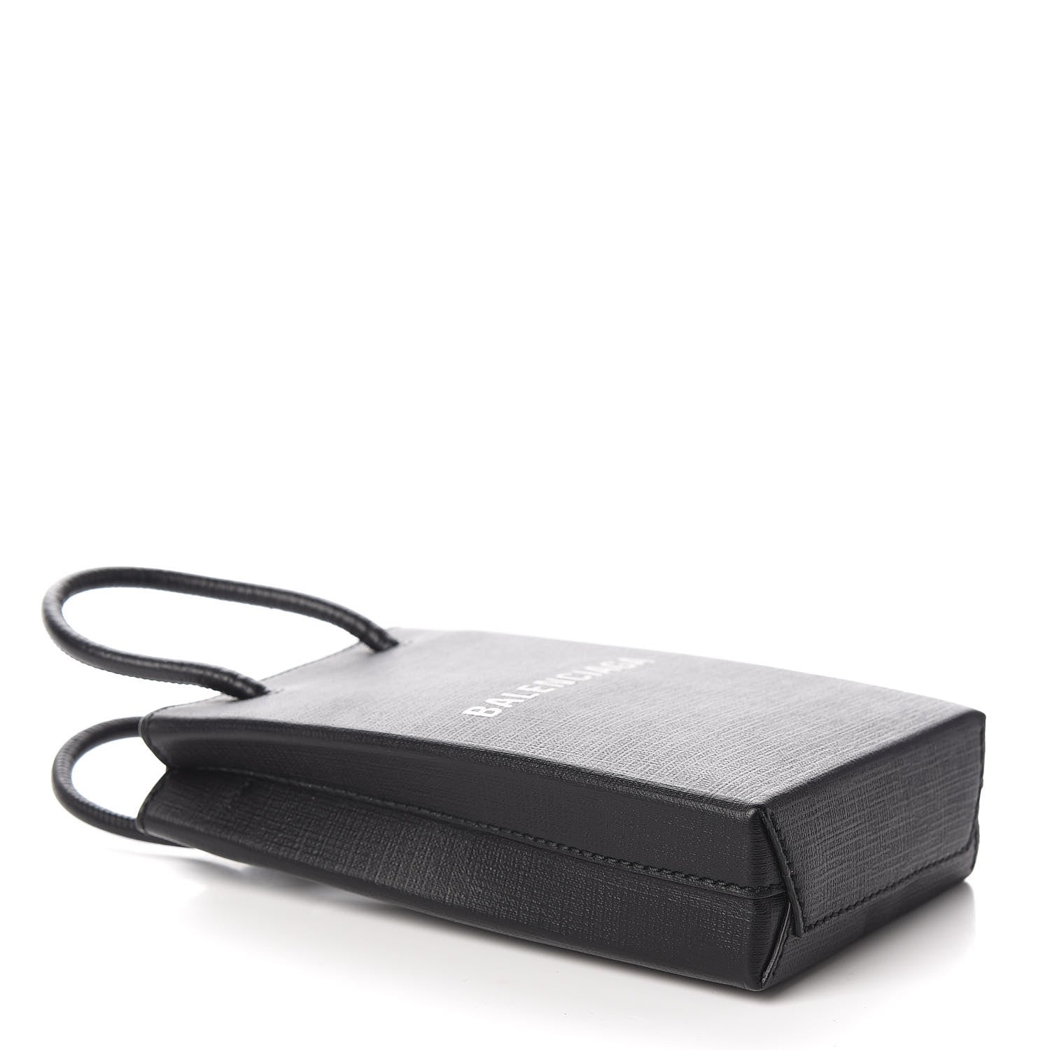 Balenciaga Squared Calfskin Logo Shopping Phone Holder Bag Black 3 of 9