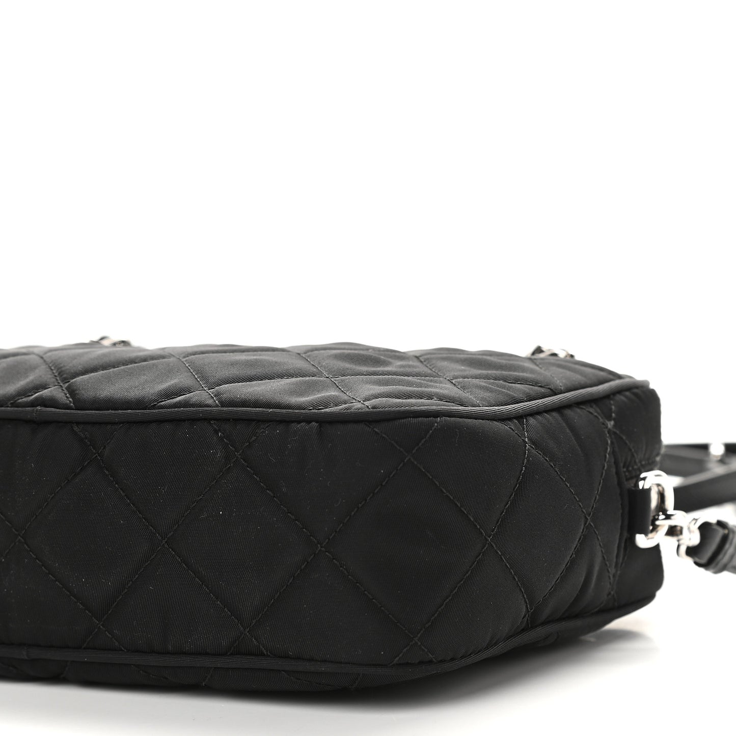 Nylon Tessuto Impuntu Quilted Crossbody Bag Black