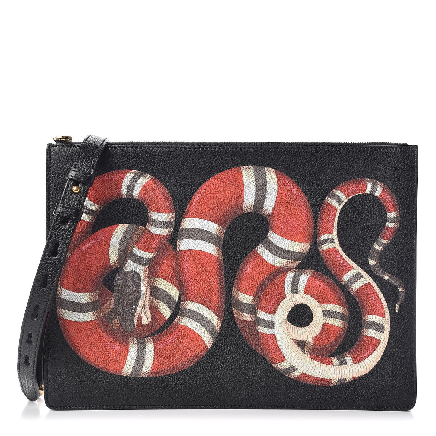 Calfskin Kingsnake Print Messenger Black