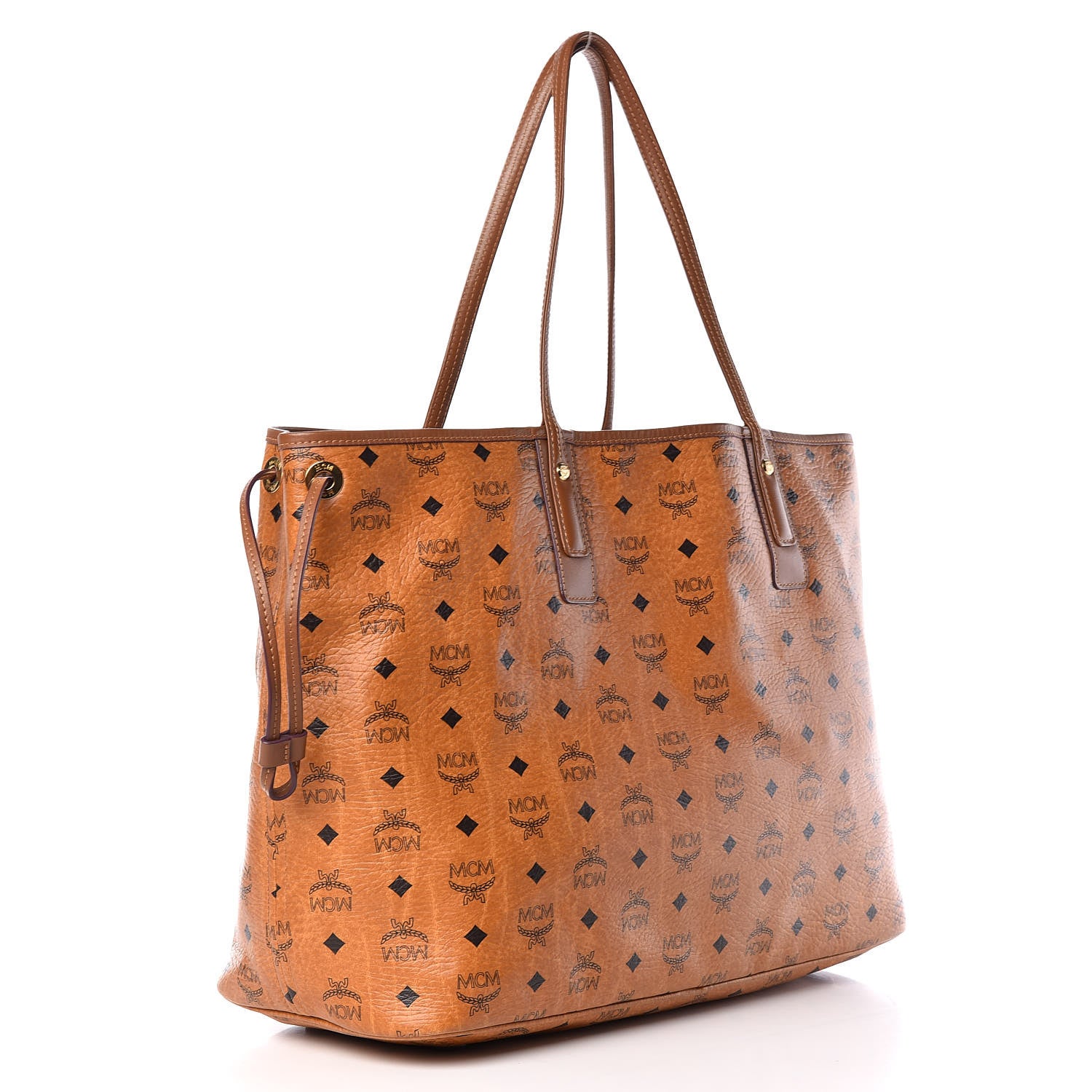 MCM Visetos Large Liz Reversible Shopper Tote Cognac 5 of 15