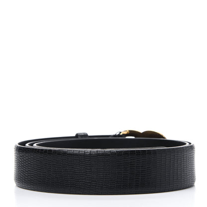 Chanel Lizard Embossed Calfskin Gripoix Poured Glass Along The Nile CC Belt 95 38 Black 2 of 3