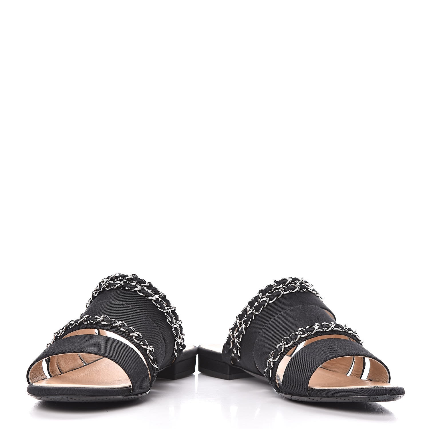 Chanel Grosgrain Chain Sandals 36 Black 5 of 11