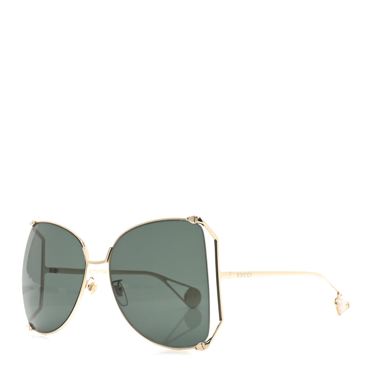 Oversized Round Sunglasses GG0252S Gold Green