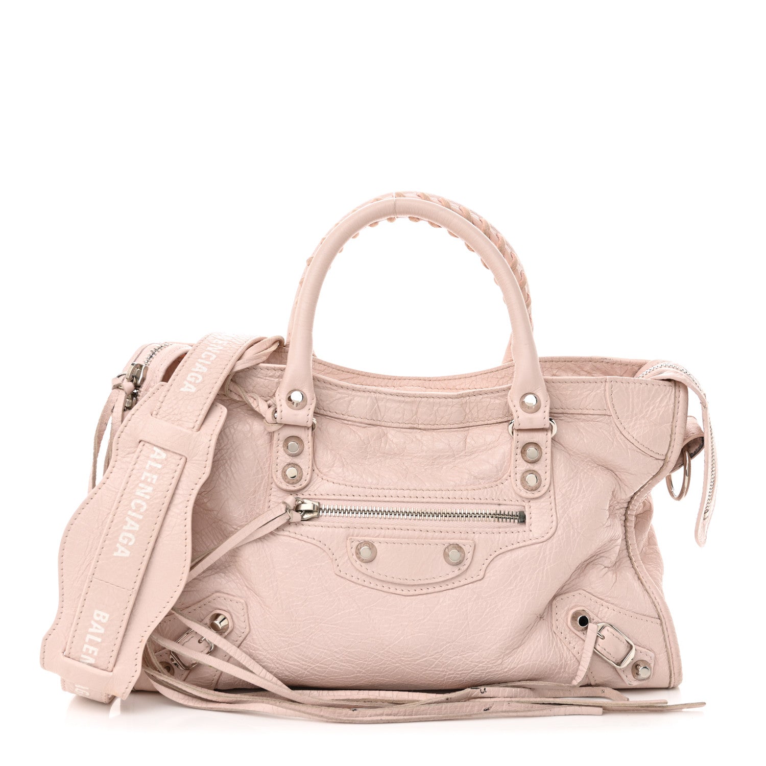 Balenciaga Agneau Classic Silver Hardware S City Logo Strap Light Rose White 1 of 20
