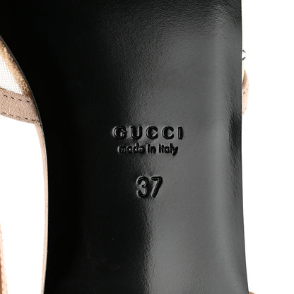 Gucci Suede Mesh Crystal GG Monogram Slingback Ballet Flats 37 Light Powder Skin Rose 7 of 9
