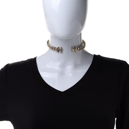 Chanel Metal CC Chain Link Choker Necklace M Gold 2 of 5