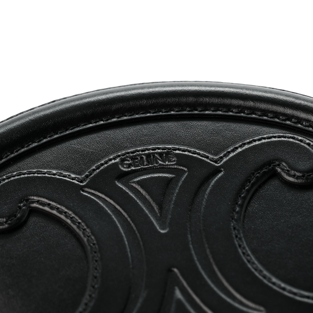 Smooth Calfskin Cuir Small Triomphe Oval Crossbody Purse Black