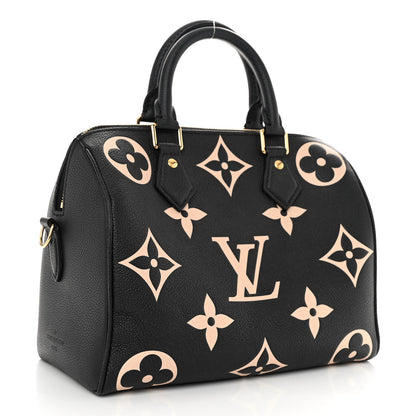 Louis Vuitton Empreinte Monogram Giant Speedy Bandouliere 25 Black Beige 3 of 10