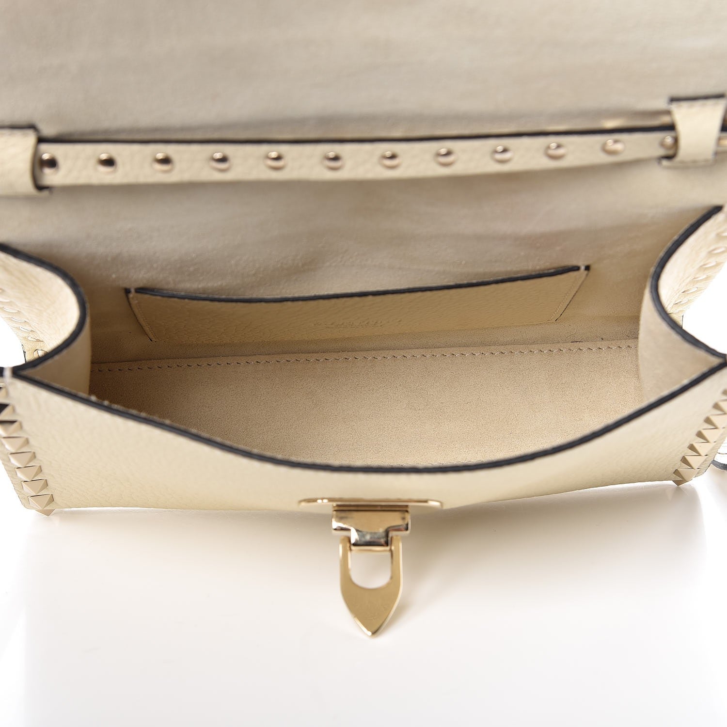 Valentino Garavani Pebbled Calfskin Medium Rockstud Flip Lock Crossbody Bag Light Ivory 5 of 6