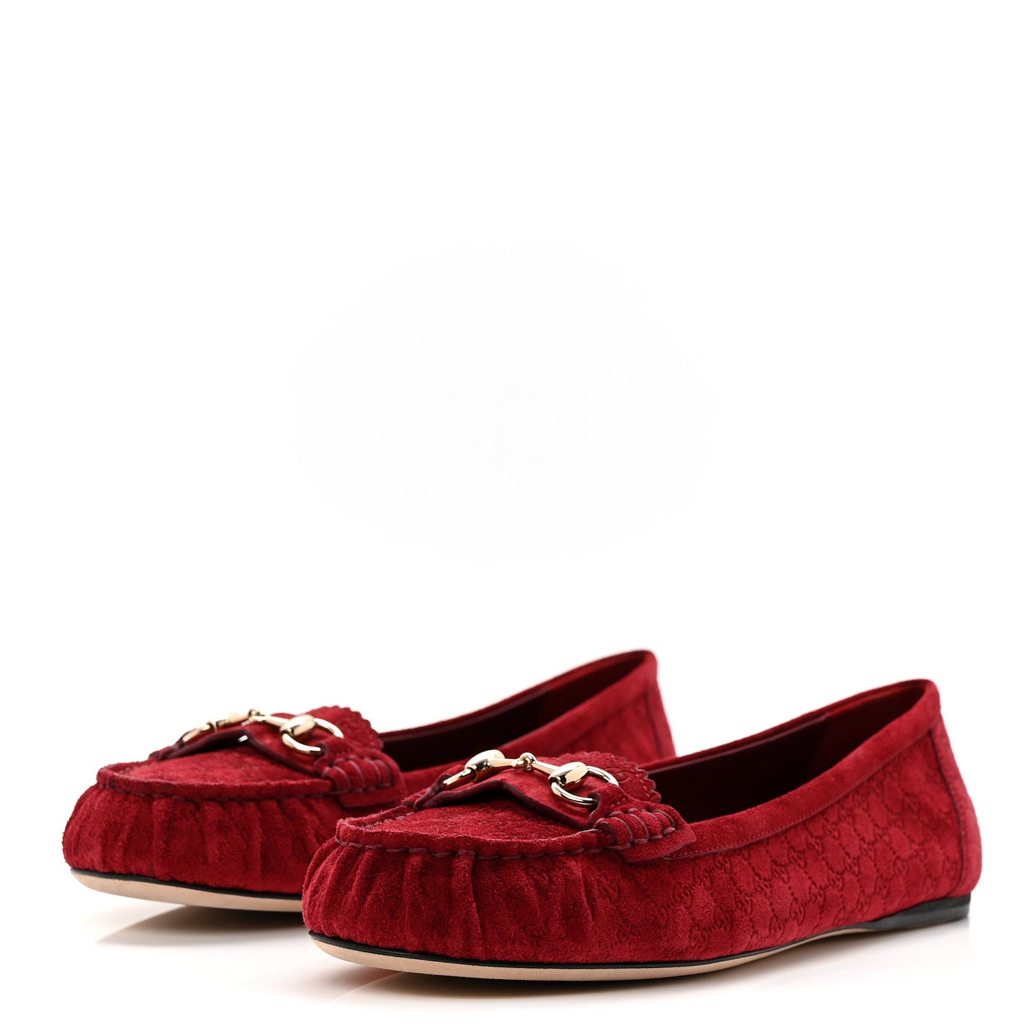 Gucci Suede Micro GG Horsebit Womens Kensington Moccasin Loafers 37 Rosso Ancora 4 of 10