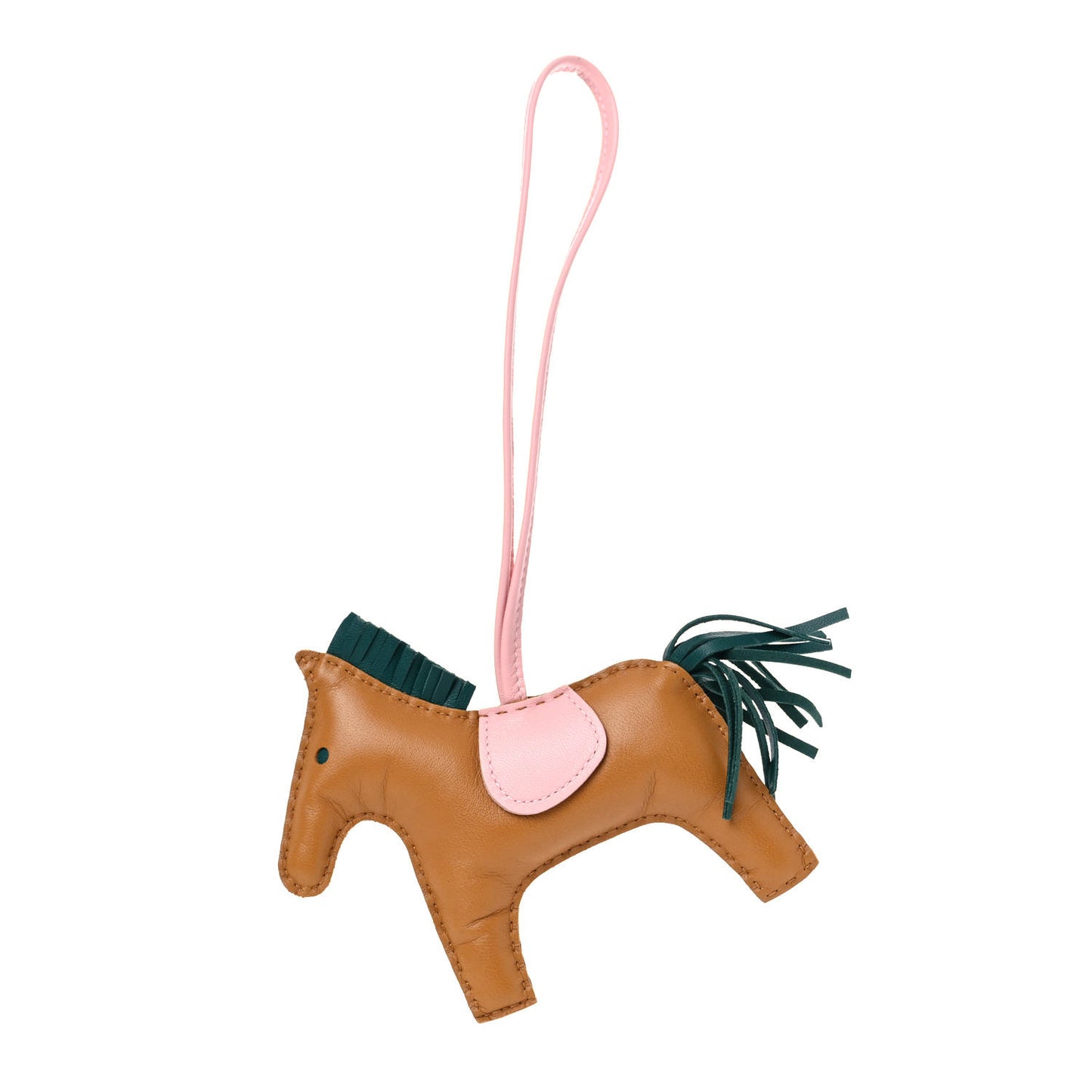 Milo Lambskin Grigri Rodeo Horse Bag Charm MM Sesame Malachite Rose Sakura