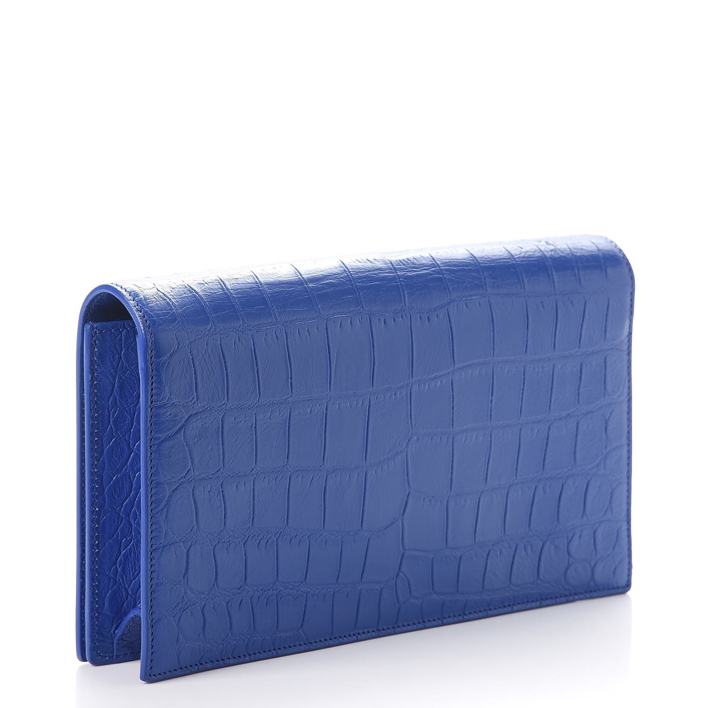 Calfskin Crocodile Embossed Classic Kate Monogram Clutch Royal Blue