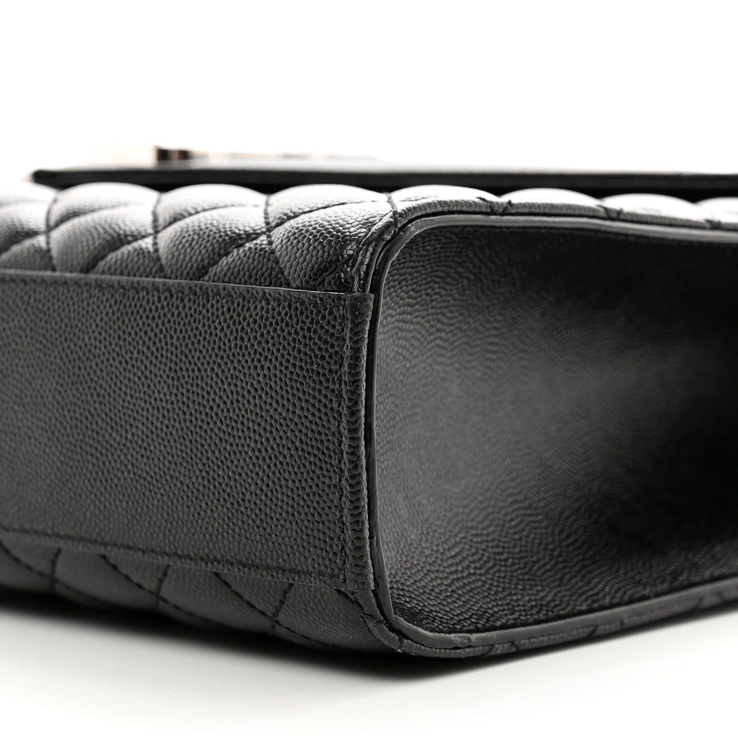Grain De Poudre Textured Mixed Matelasse Large Triquilt Monogram Satchel Black