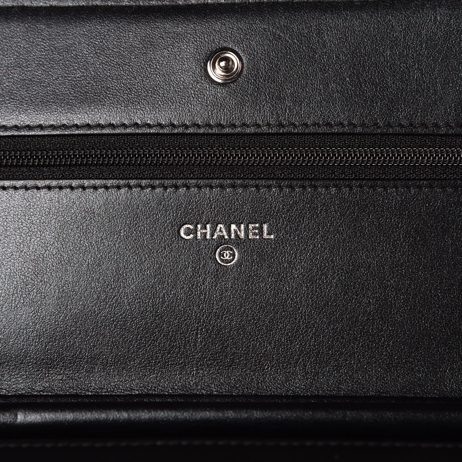 Chanel Patent Metallic Crumpled Calfskin Chevron Quilted Wallet On Chain WOC Black 16 of 21