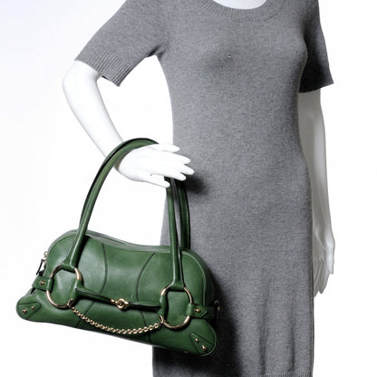 Gucci Leather Large Horsebit Chain Bag Green 2 of 9