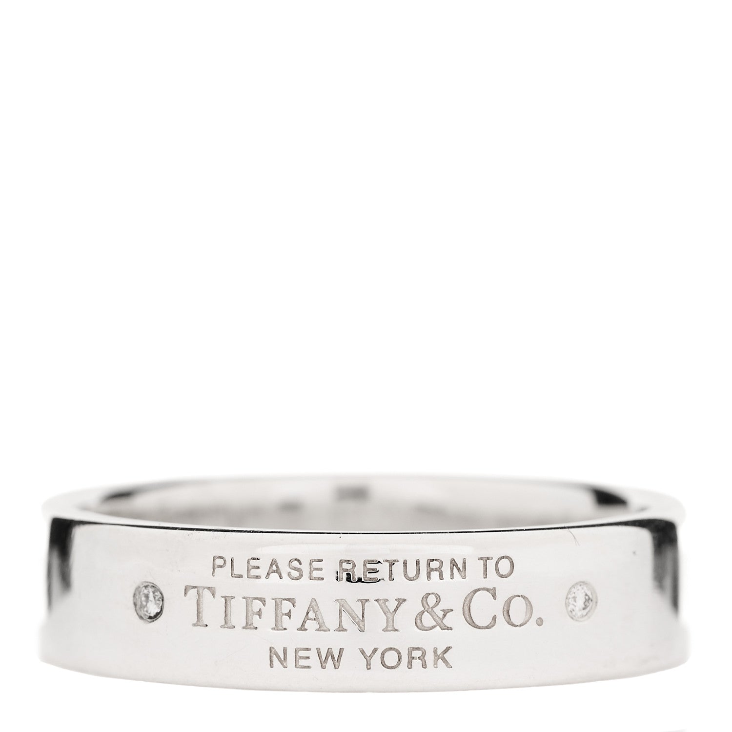 Tiffany Sterling Silver Diamond Return to Tiffany Narrow Ring 67 11.75 1 of 6