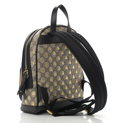Gucci GG Supreme Monogram Bees Print Small Day Backpack Beige Oro Black 3 of 11