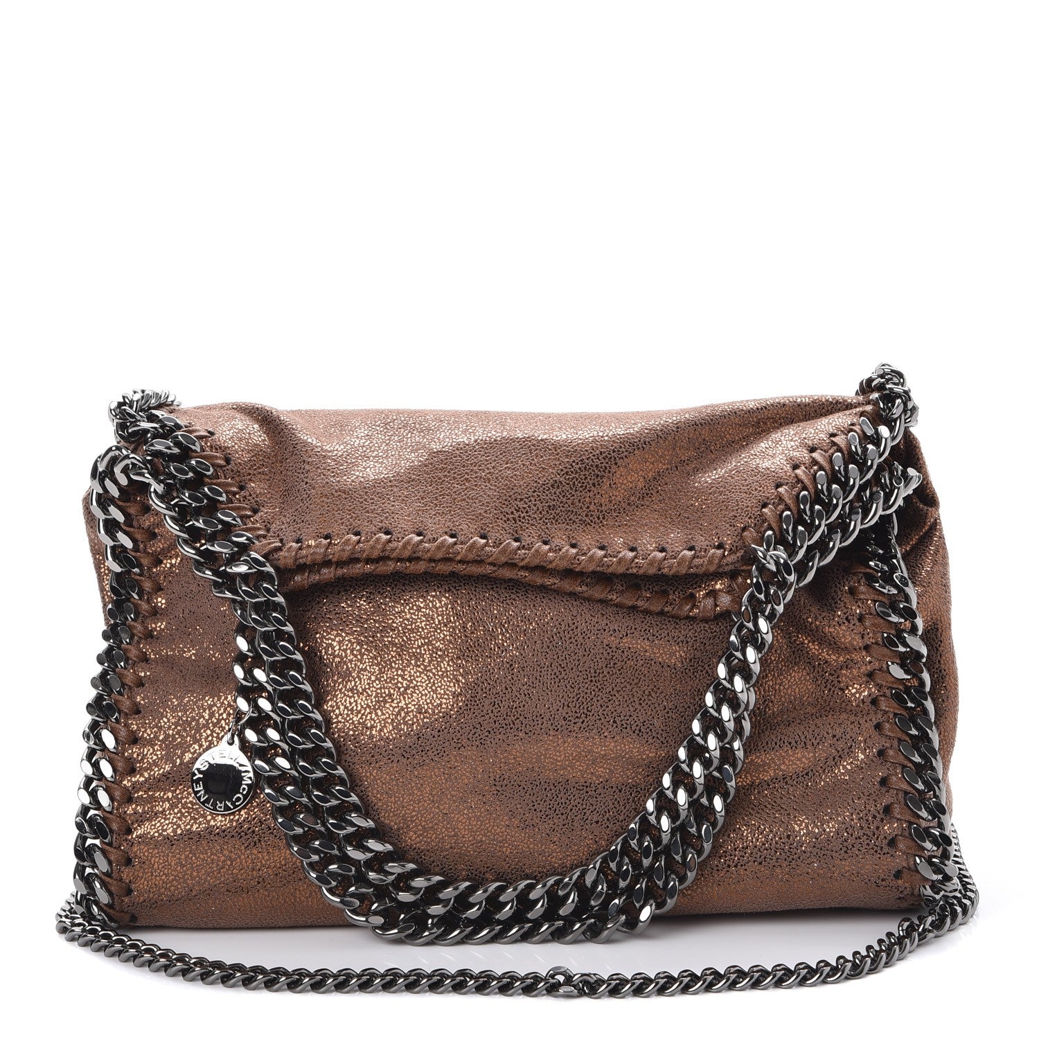 Stella McCartney Metallic Shaggy Deer Mini Falabella Fold Over Tote Brown 1 of 8