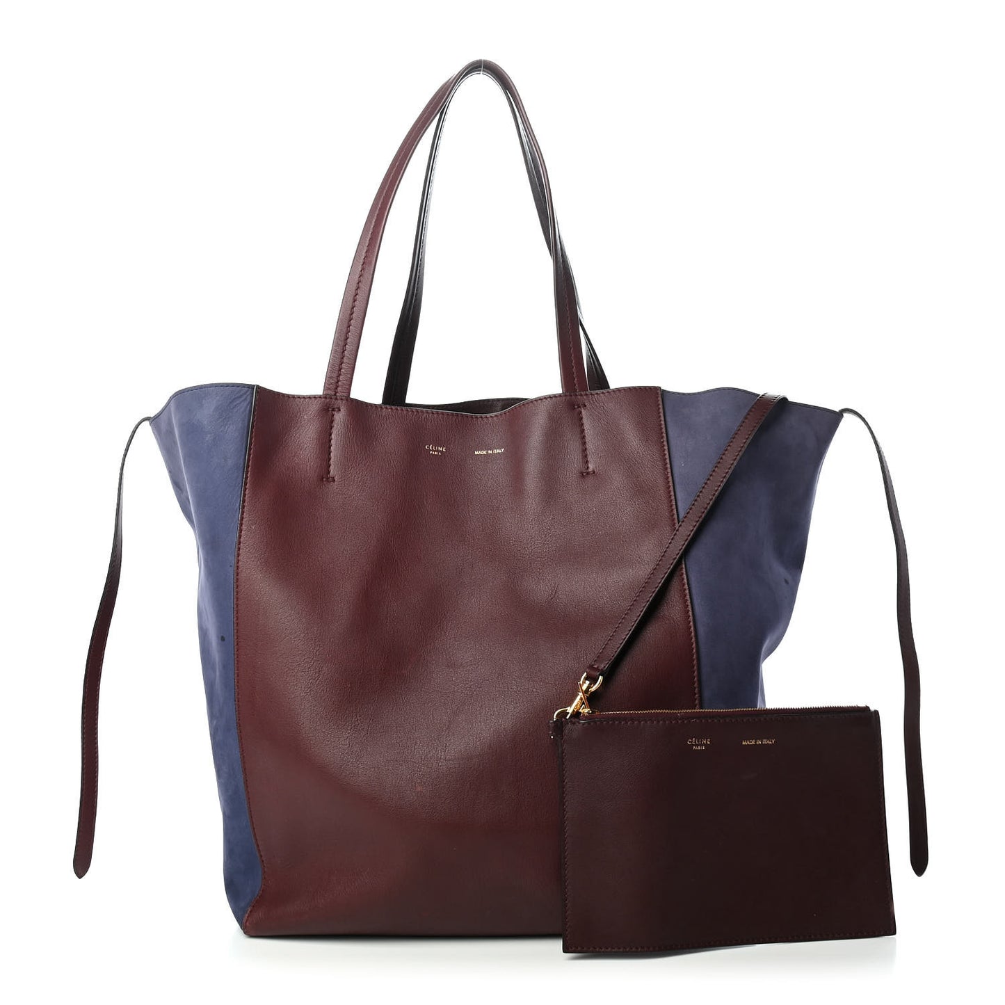 Calfskin Suede Large Phantom Luggage Cabas Burgundy Blue