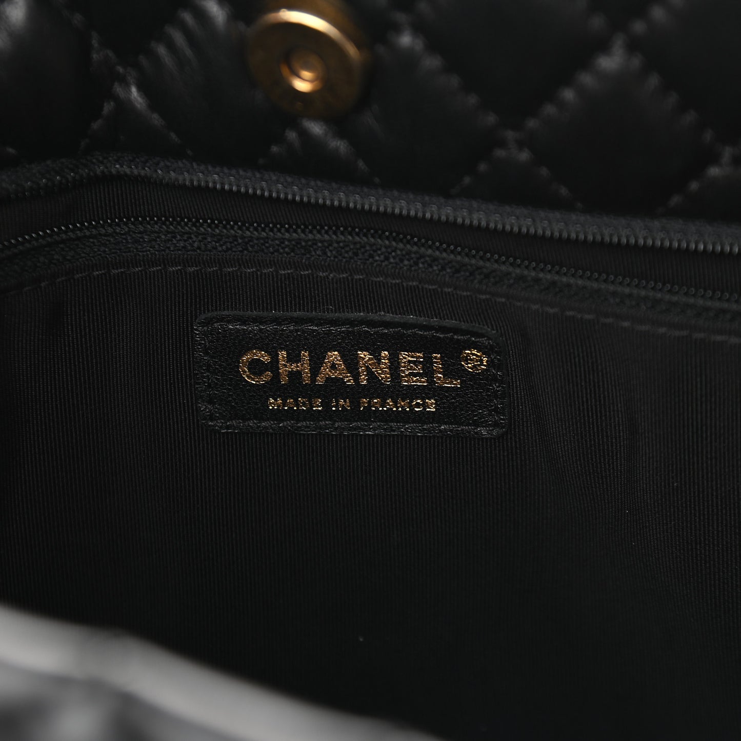 Lambskin Quilted Large Fluffy CC Shopping Tote Black