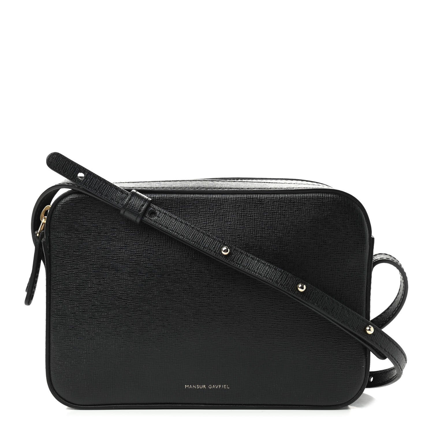 Mansur Gavriel Saffiano Double Zip Crossbody Black 1 of 9